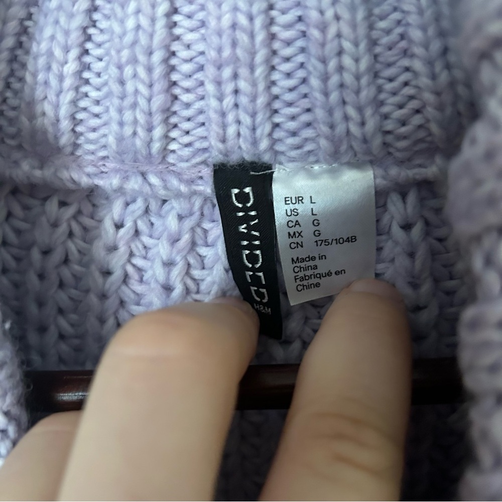 Divided H&M Sweater Lavender Purple Cable Knit Turtleneck casual comfy - Picture 11 of 13